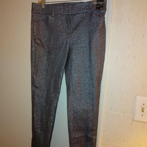 New York & Company "The Audrey Pant" slimming, sheer gry/blk metallic pants sz6